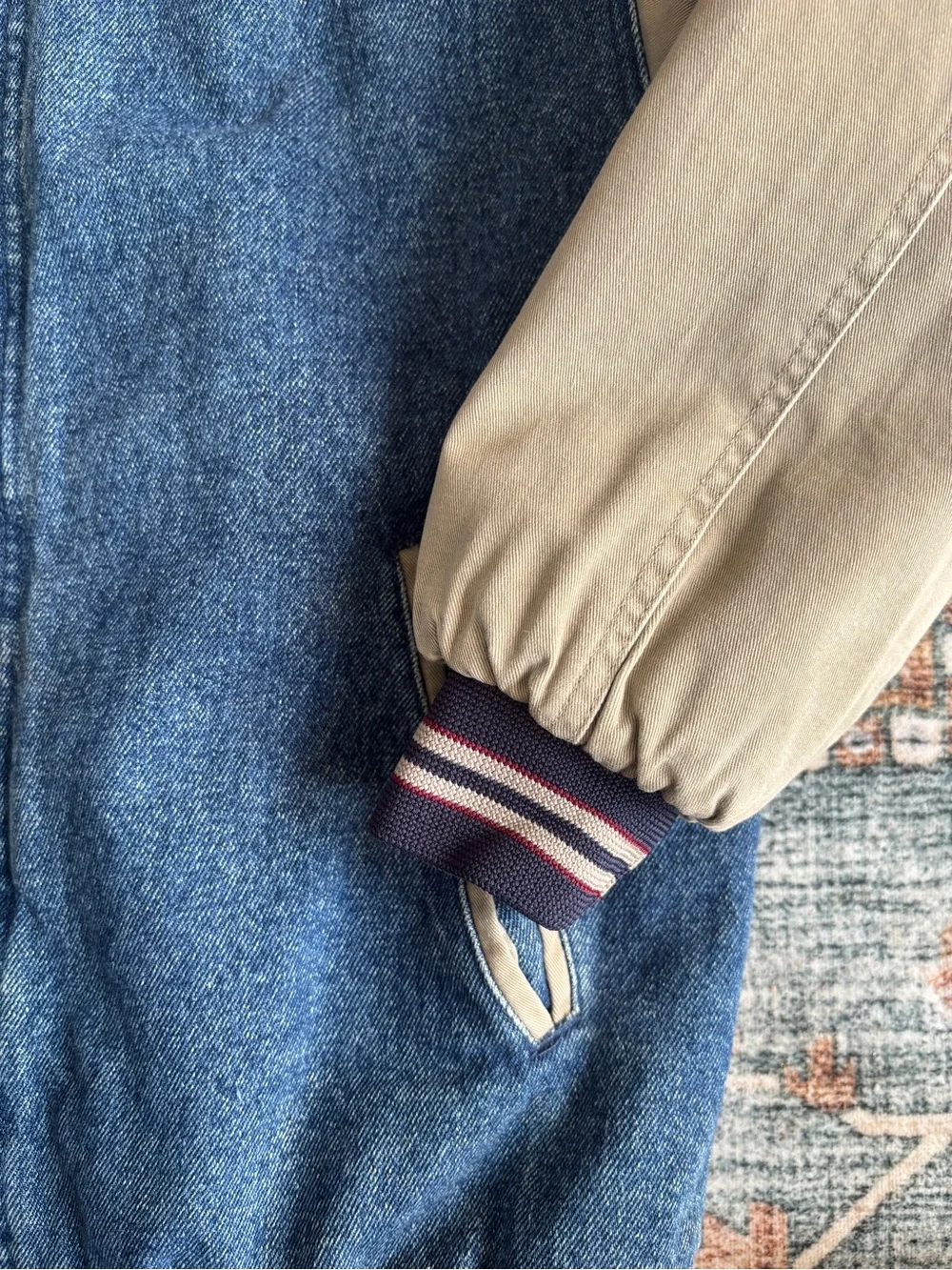 Vintage Kids Two-Tone Denim & Tan Bomber Jacket by North Bay